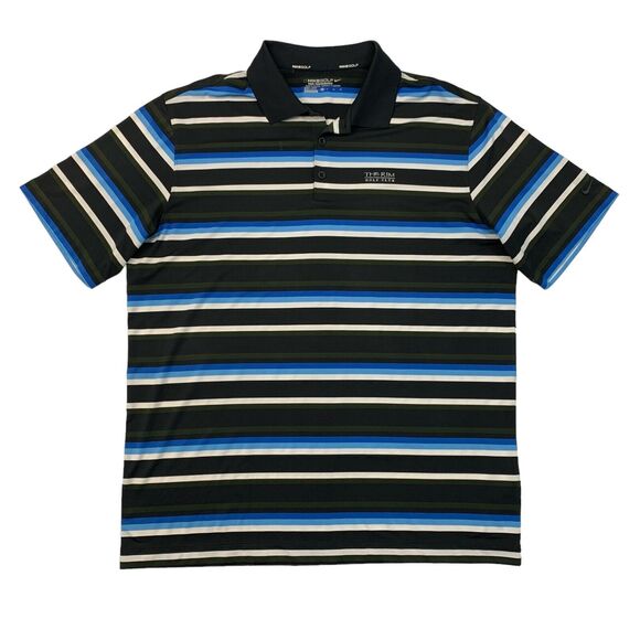 Nike Golf Shirt Mens Extra Large Black Mobility Stripe Dri Fit Tour Performance - Picture 1 of 11